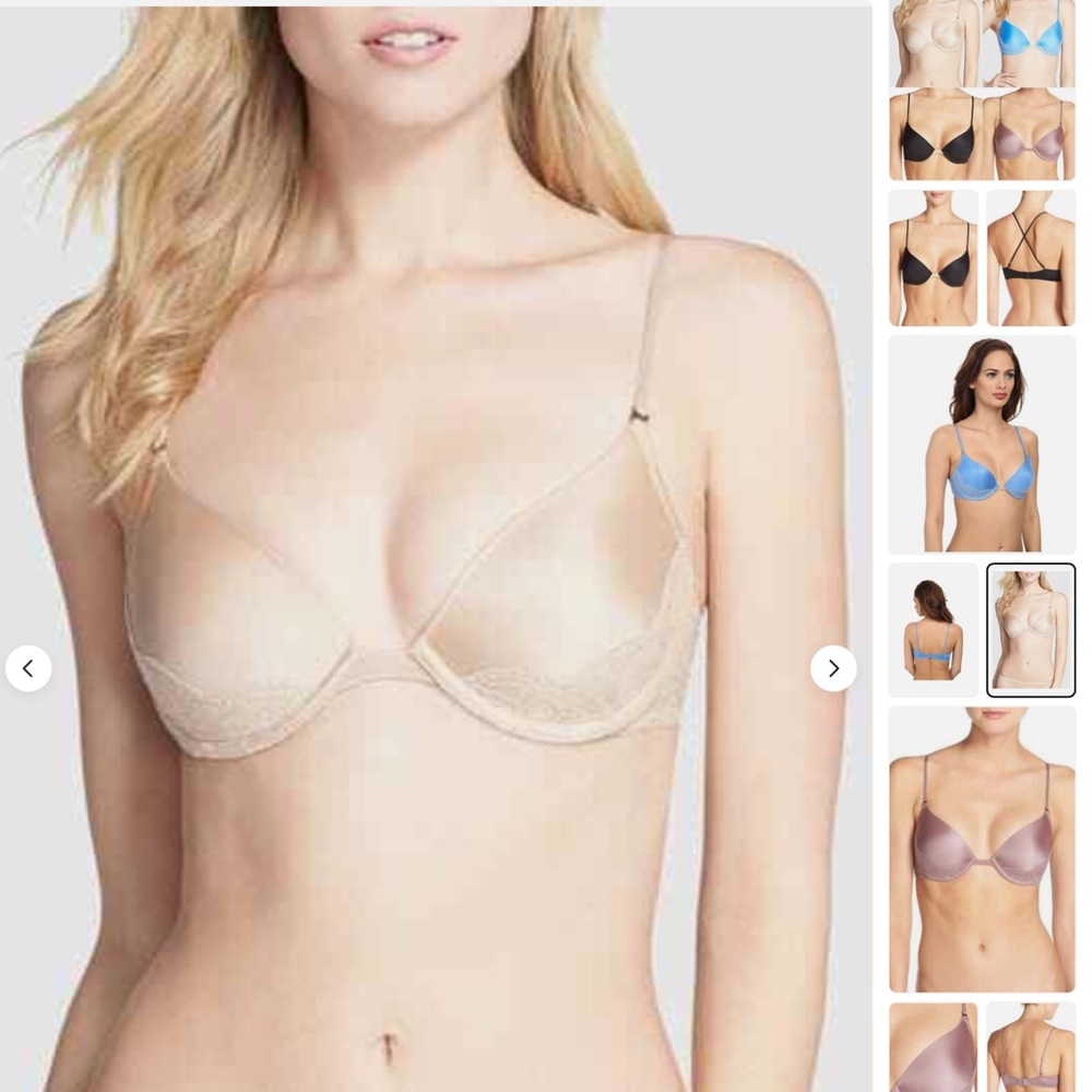 NWT Natori Disclosure Convertible Contour Plunge Bra Beige Style 731085 Sz 32DD